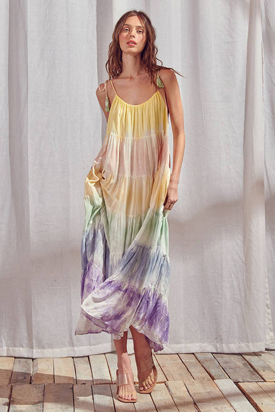 Storia Rainbow Tie-dye Color Block Maxi ...